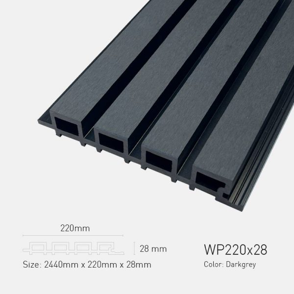 Lam Sóng Gỗ Nhựa Ngoài Trời TPWood WP220x28-Darkgrey
