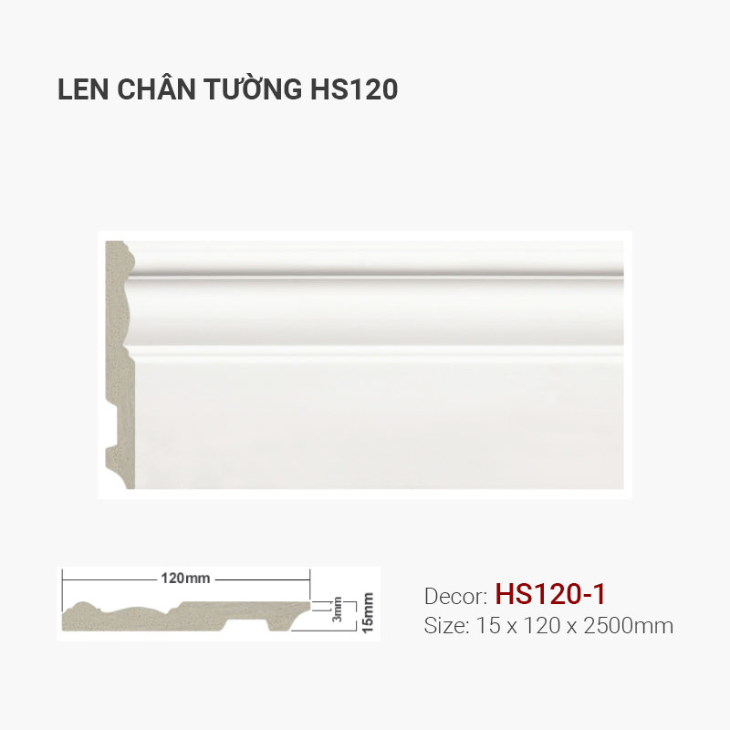 Len Chân Tường Nhựa Cao 120mm HS120-1