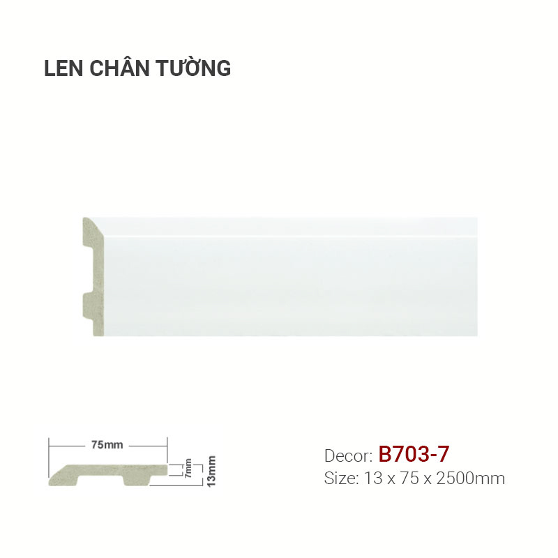 Len Chân Tường Nhựa Cao 75mm B703-7