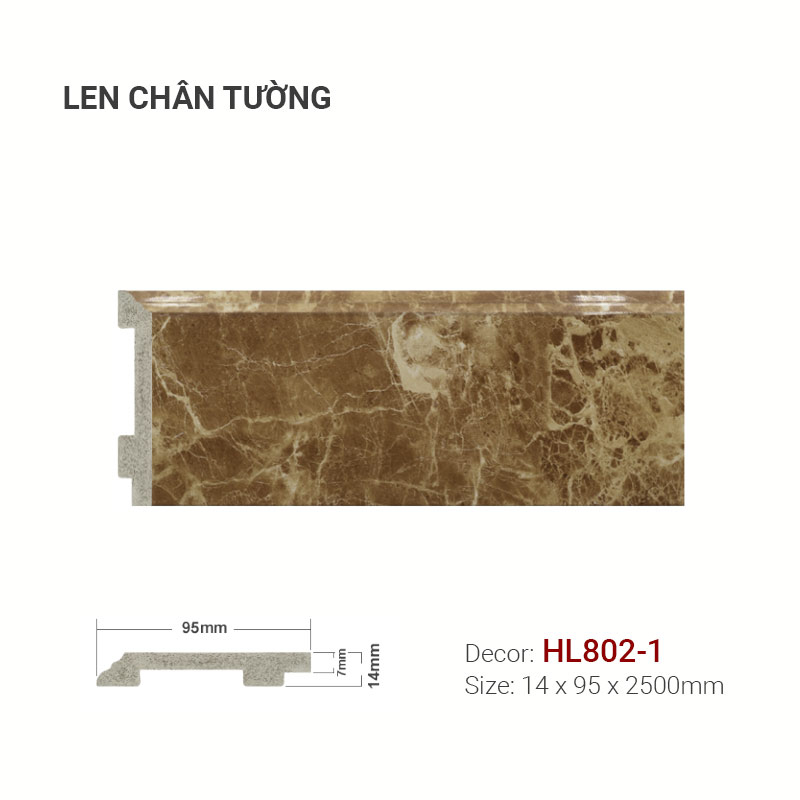 Len Chân Tường Nhựa Cao 95mm Giả Đá HL802-1