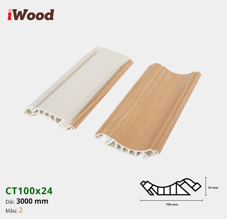 Nẹp Nhựa Cổ Trần Iwood CT100x24-2