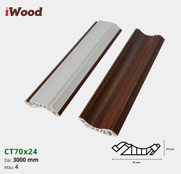Nẹp Nhựa Cổ Trần Iwood CT70x24-4