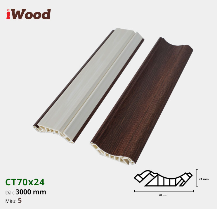 Nẹp Nhựa Cổ Trần Iwood CT70x24-5