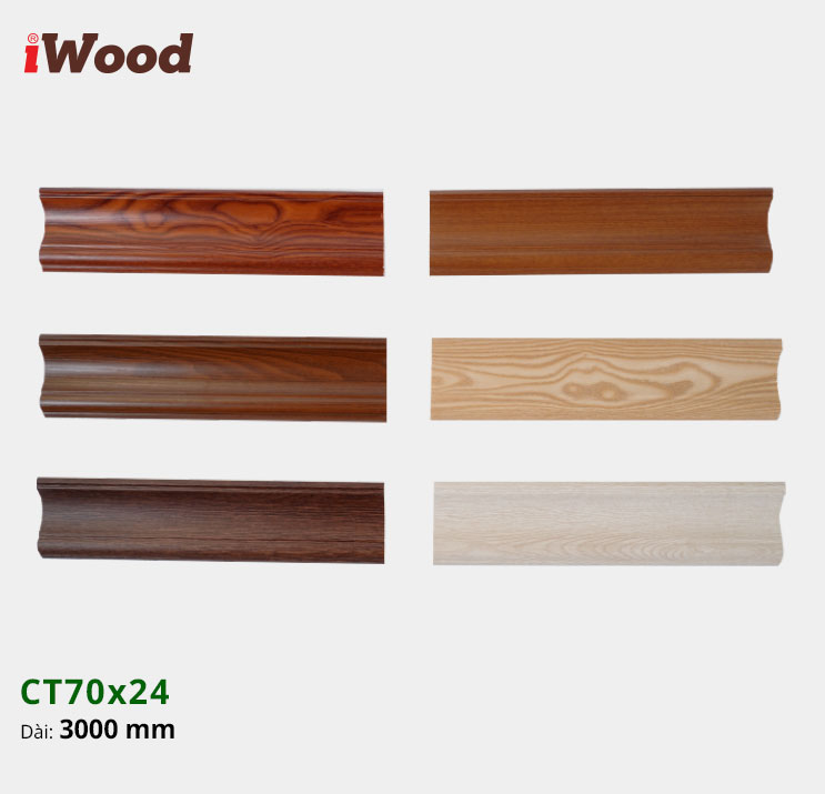 Nẹp Nhựa Cổ Trần Iwood CT70x24