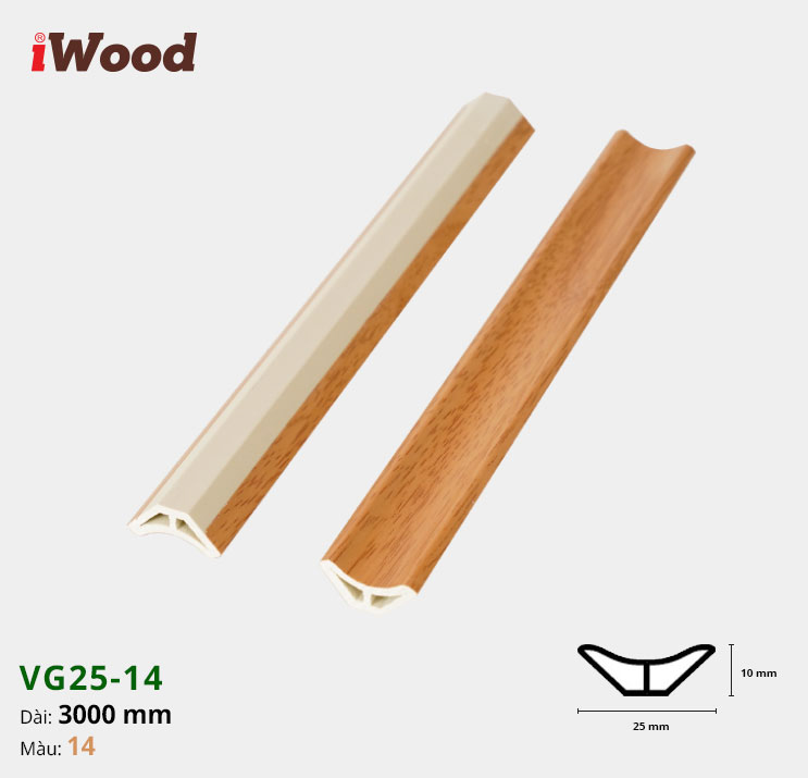 Nẹp Nhựa Góc Âm Iwood VG25-14