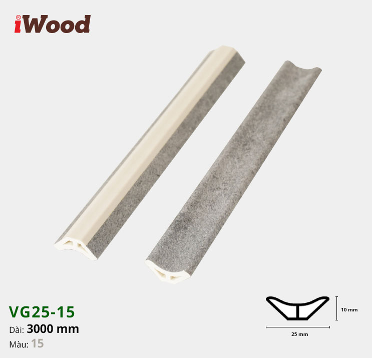 Nẹp Nhựa Góc Âm Iwood VG25-15