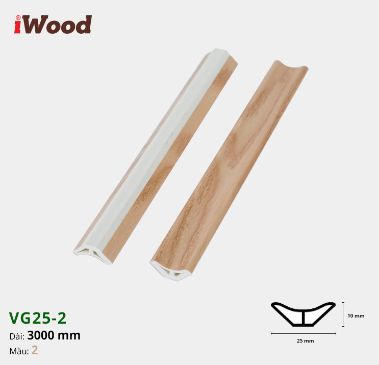 Nẹp Nhựa Góc Âm Iwood VG25-2