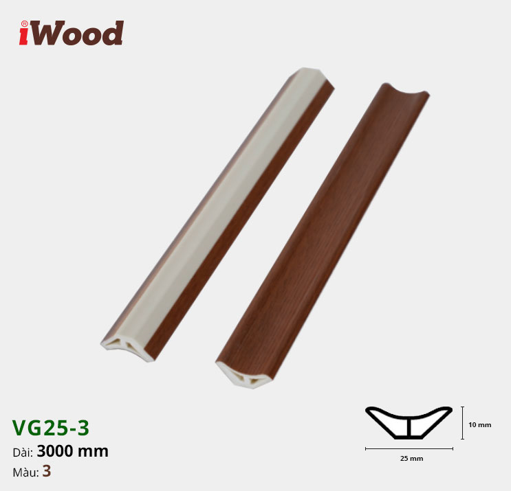 Nẹp Nhựa Góc Âm Iwood VG25-3