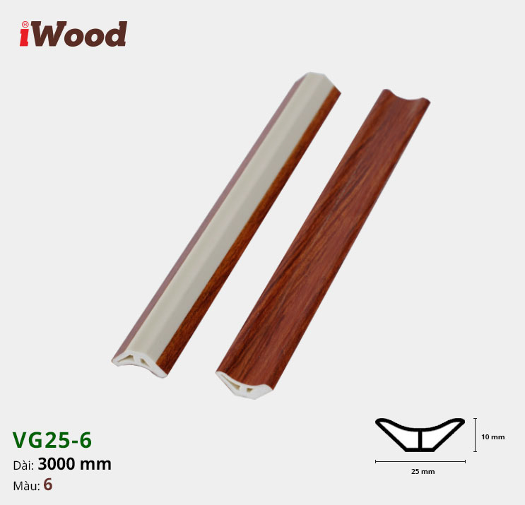 Nẹp Nhựa Góc Âm Iwood VG25-6