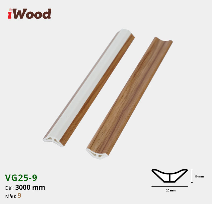 Nẹp Nhựa Góc Âm Iwood VG25-9