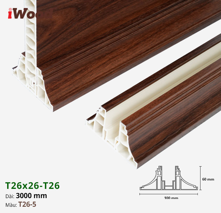 Nẹp Nhựa Vách Ngăn Iwood T26x26 T26-5
