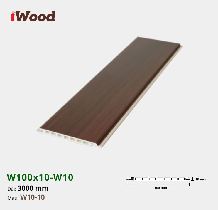 Lam Nhựa PVC W100x10 Iwood W10-10