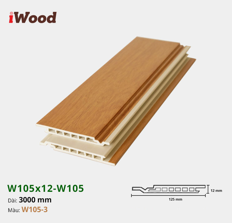 Lam Nhựa PVC W105x12 Iwood W105-3