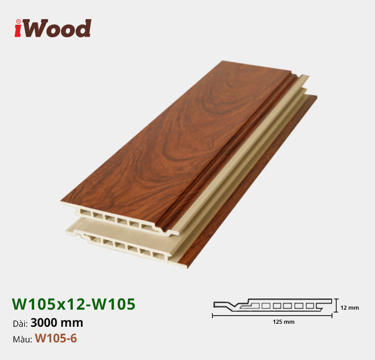 Lam Nhựa PVC W105x12 Iwood W105-6