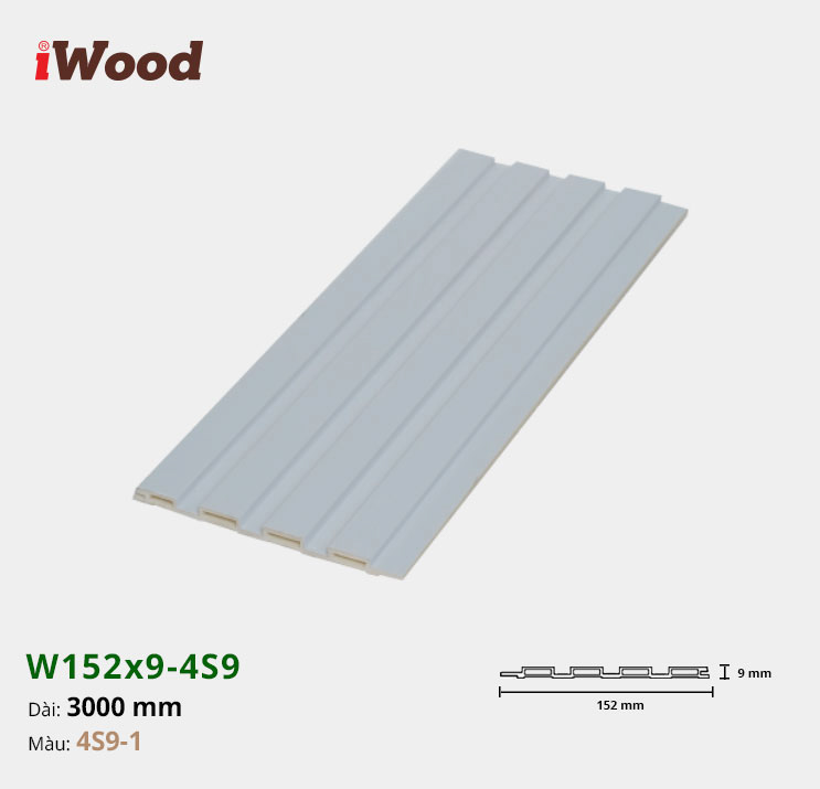 Lam Nhựa PVC 3 Sóng Thấp W152x9 Iwood 4S9-1