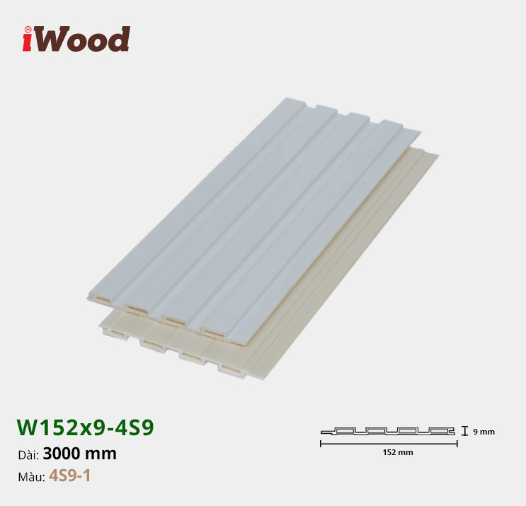 Lam Nhựa PVC 3 Sóng Thấp W152x9 Iwood 4S9-1