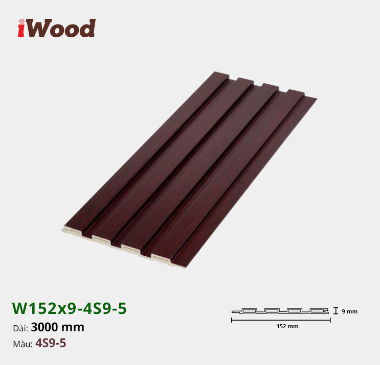 Lam Nhựa PVC 3 Sóng Thấp W152x9 Iwood 4S9-5