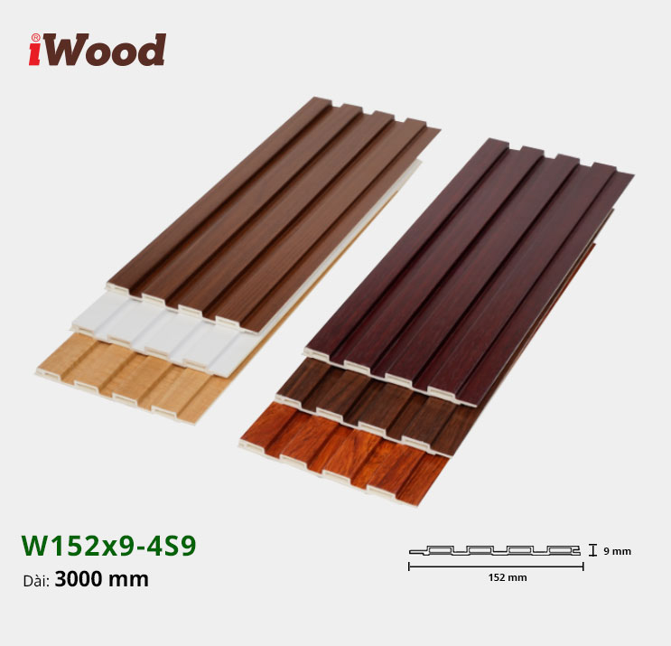 Lam Nhựa PVC 3 Sóng Thấp W152x9 Iwood 4S9