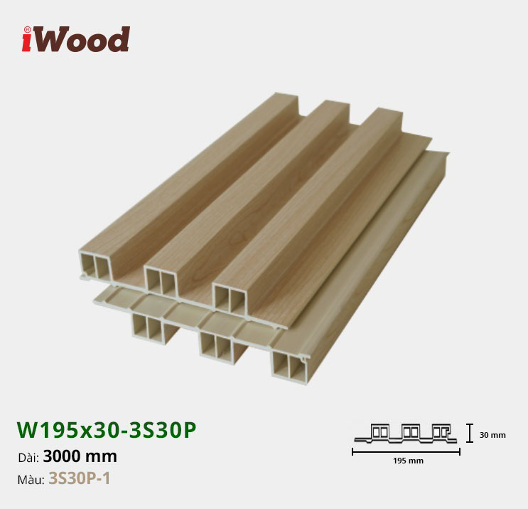 Lam Nhựa PVC 3 Sóng Cao W195x30 Iwood 3S30P-1