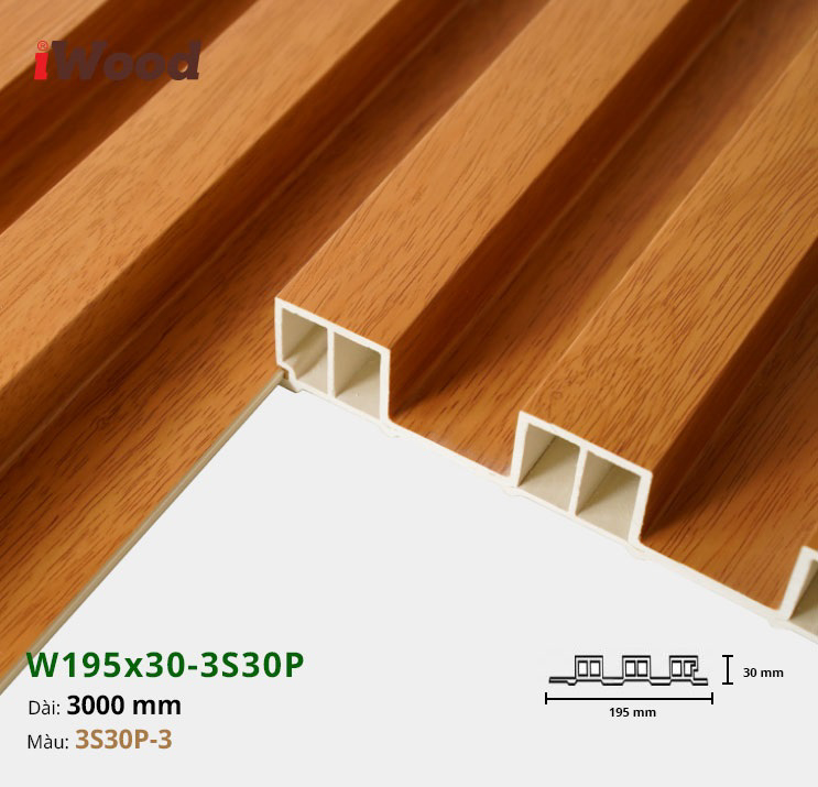 Lam Nhựa PVC 3 Sóng Cao W195x30 Iwood 3S30P-3