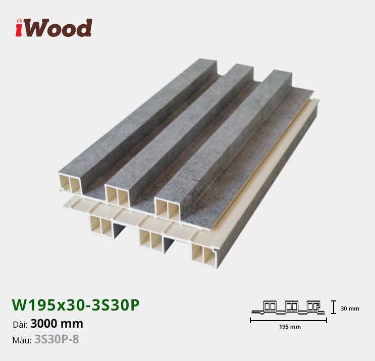 Lam Nhựa PVC 3 Sóng Cao W195x30 Iwood 3S30P-8