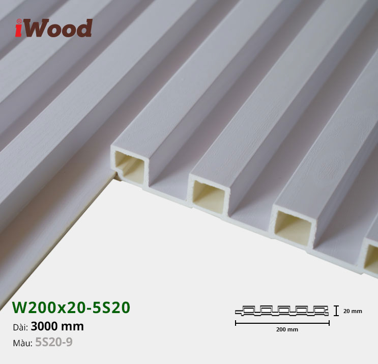 Lam Nhựa PVC 3 Sóng Cao W200x20 Iwood 5S20-9