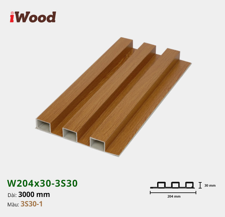 Lam Nhựa PVC 3 Sóng Cao W204x30 Iwood 3S30-1
