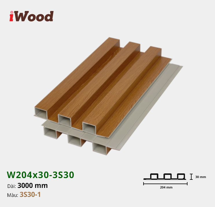 Lam Nhựa PVC 3 Sóng Cao W204x30 Iwood 3S30-1