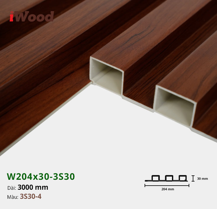 Lam Nhựa PVC 3 Sóng Cao W204x30 Iwood 3S30-4