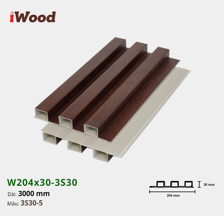 Lam Nhựa PVC 3 Sóng Cao W204x30 Iwood 3S30-5