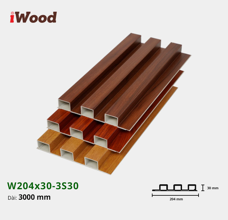Lam Nhựa PVC 3 Sóng Cao W204x30 Iwood 3S30