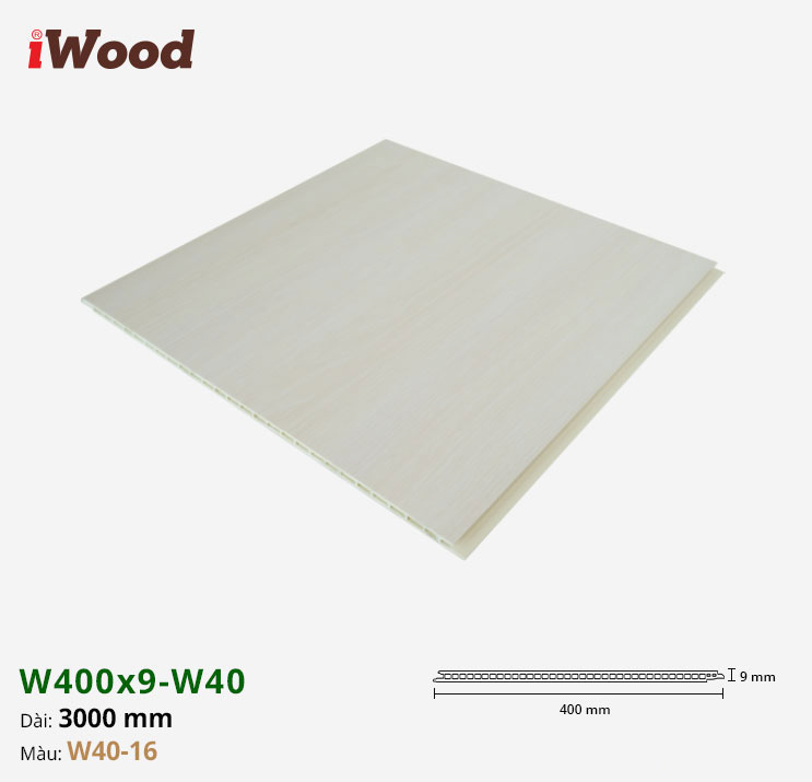 Nhựa PVC Vân Gỗ W400x9 Iwood W40-16