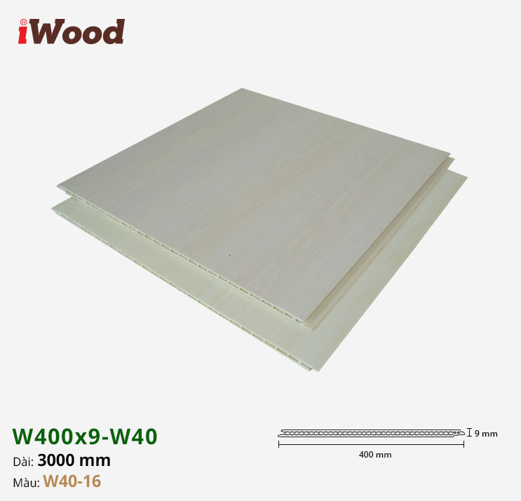 Nhựa PVC Vân Gỗ W400x9 Iwood W40-16