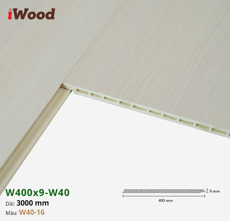 Nhựa PVC Vân Gỗ W400x9 Iwood W40-16