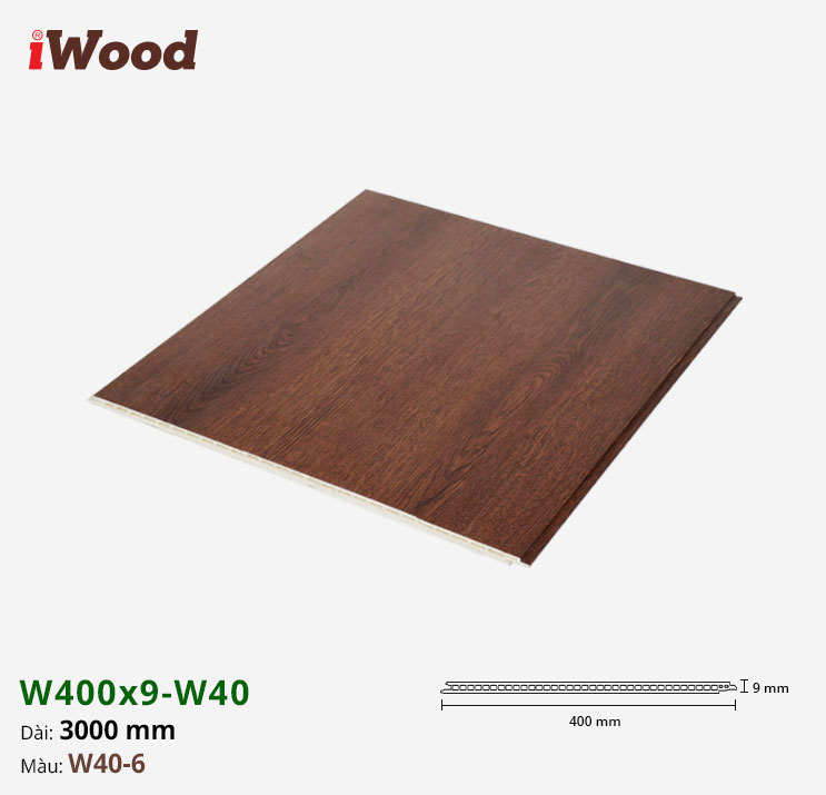 Nhựa PVC Vân Gỗ W400x9 Iwood W40-6