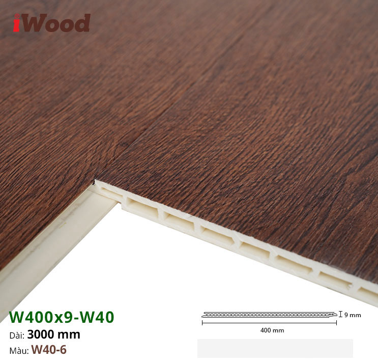 Nhựa PVC Vân Gỗ W400x9 Iwood W40-6