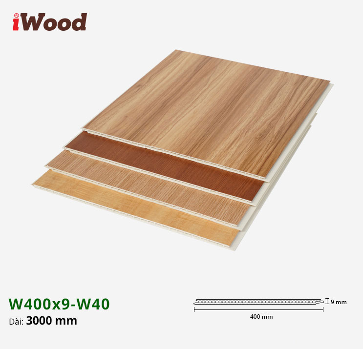 Nhựa PVC Vân Gỗ W400x9 Iwood W40