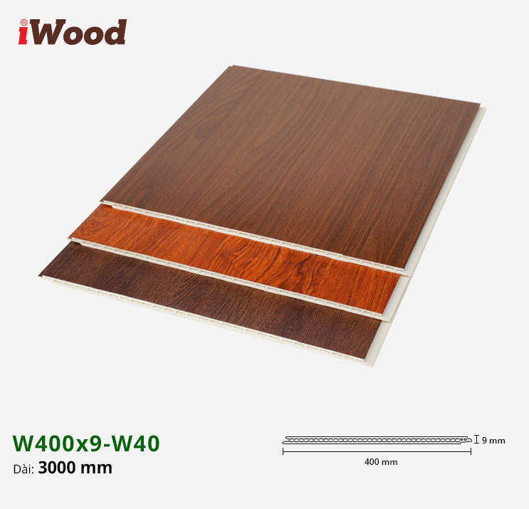 Nhựa PVC Vân Gỗ W400x9 Iwood W40